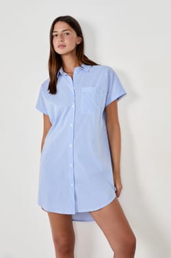 Chemise de nuit manches courtes rayée;${refinementColor}