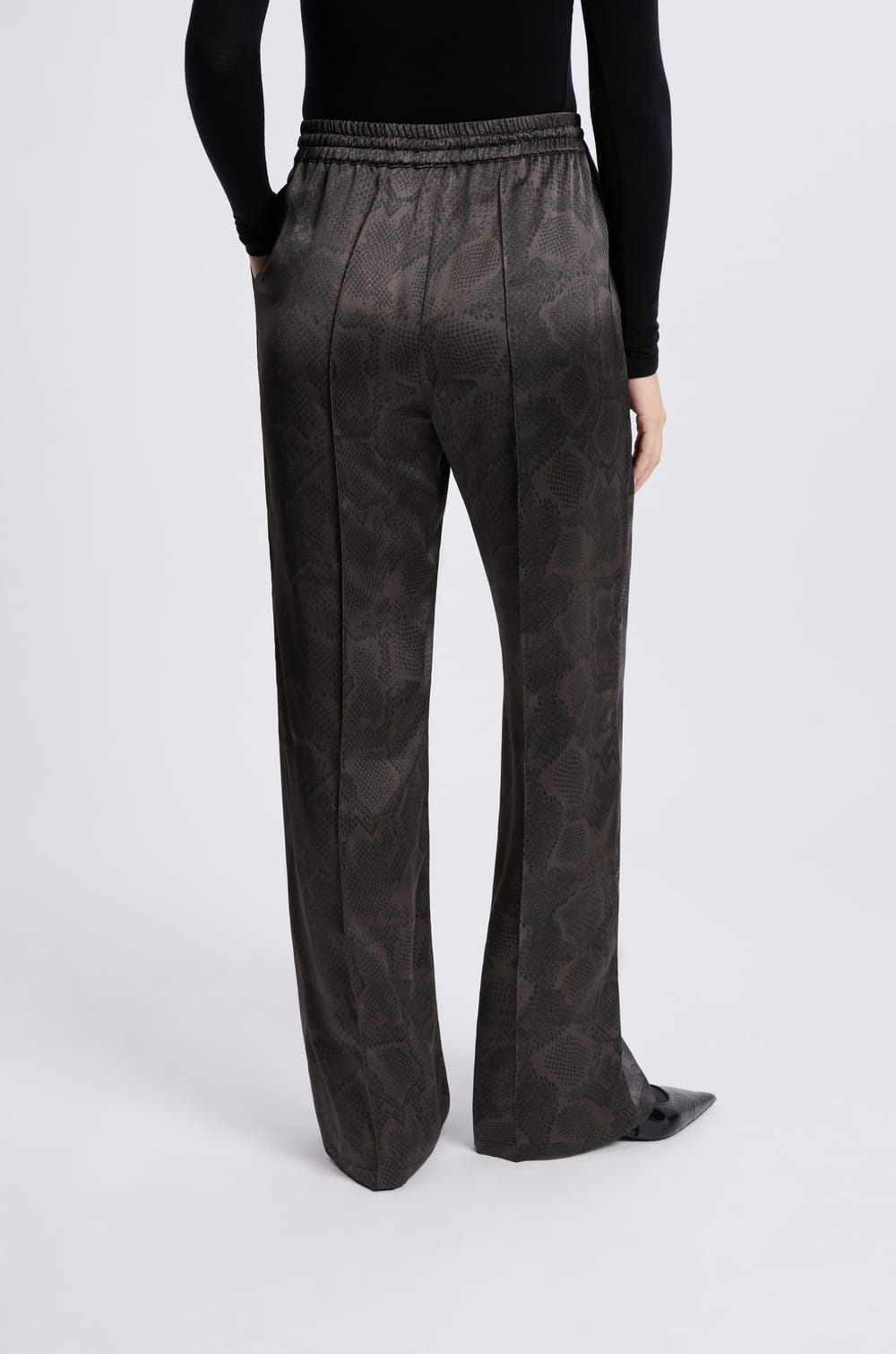 Snake-Print Satin Wide-Leg Pants;${refinementColor}