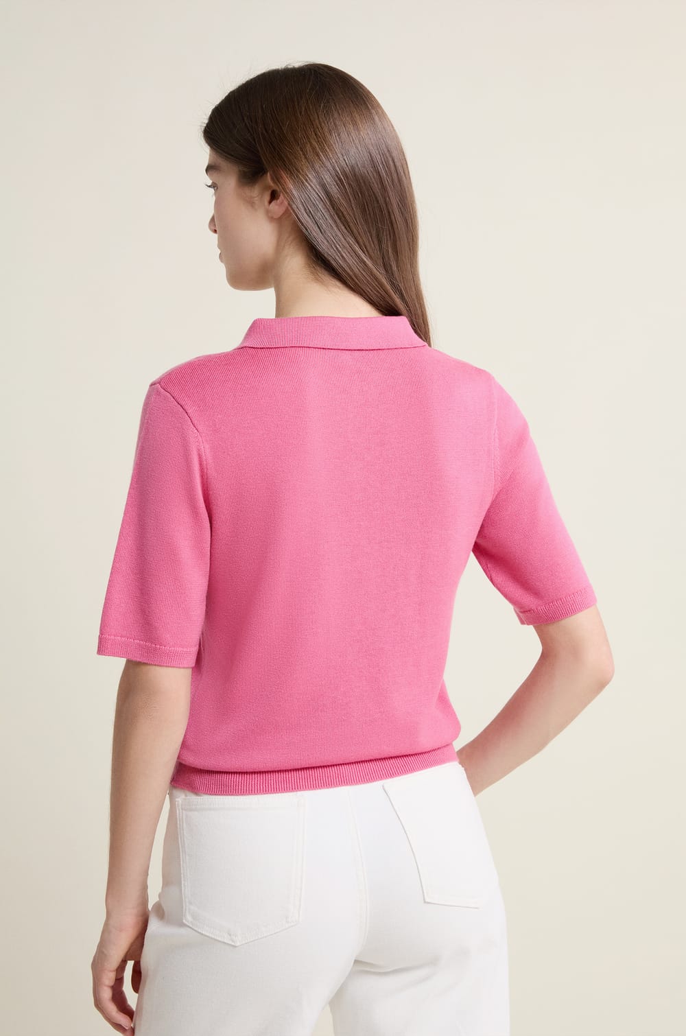 Short-sleeved Polo Neck Sweater;${refinementColor}