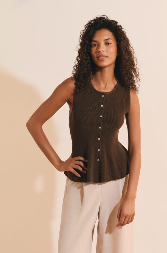 Cardigan sans manches avec coton;${refinementColor}