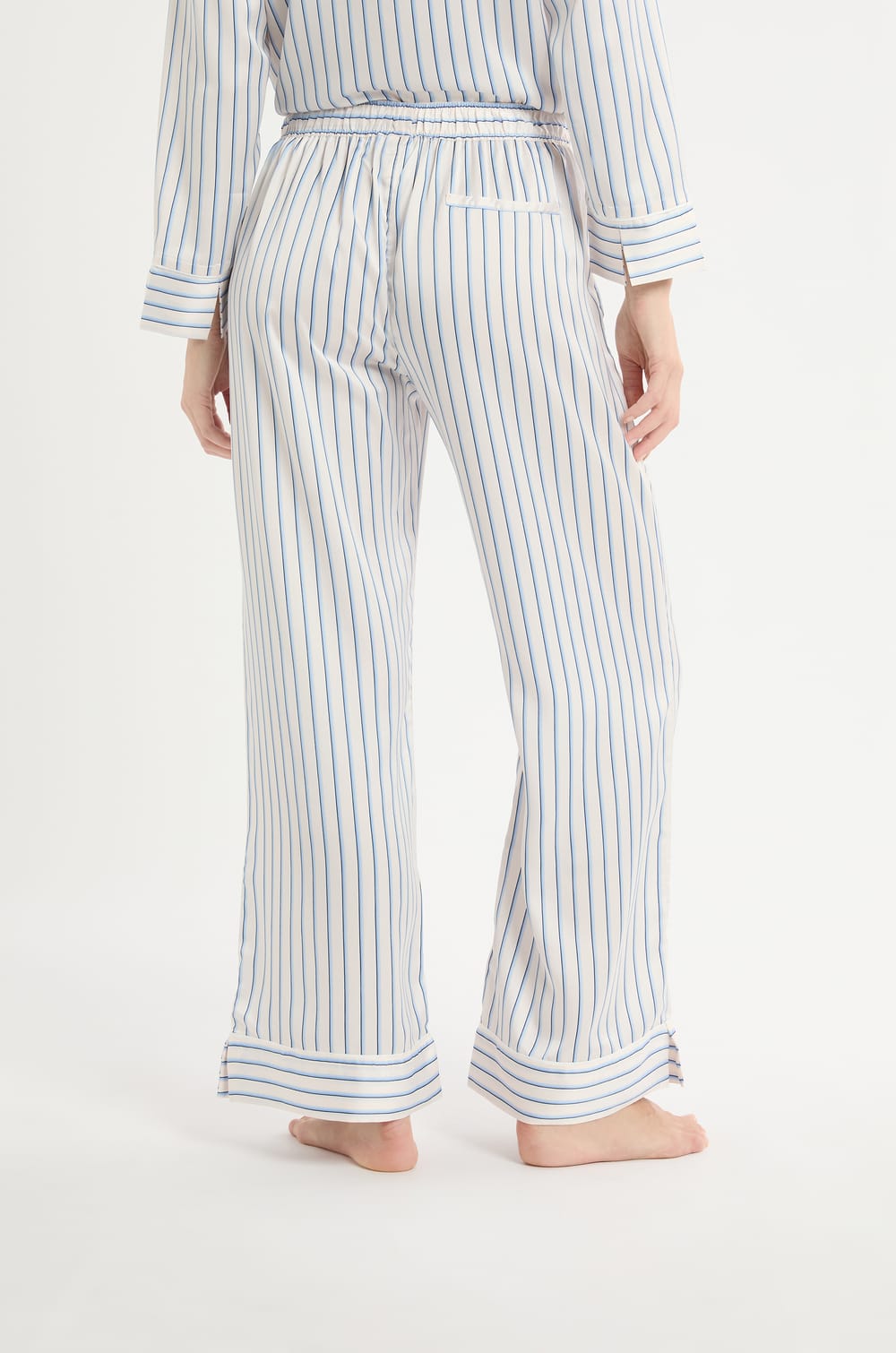 Striped Satin Pyjama Trousers;${refinementColor}