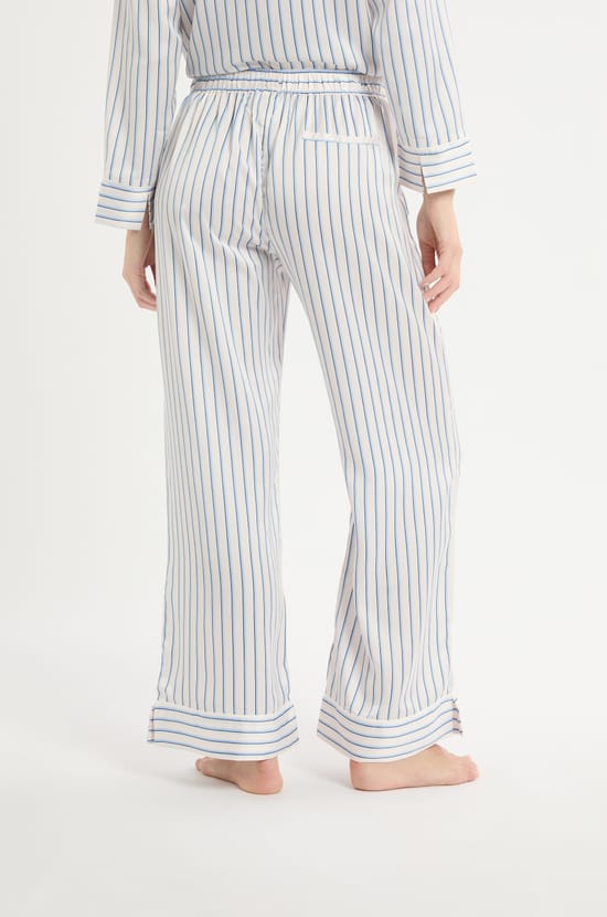 Striped Satin Pyjama Trousers;${refinementColor}