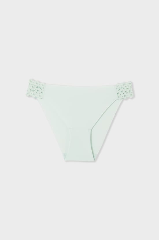 Culotte en microfibre et dentelle;${refinementColor}