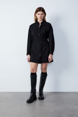 Belted Shirt Dress;${refinementColor}