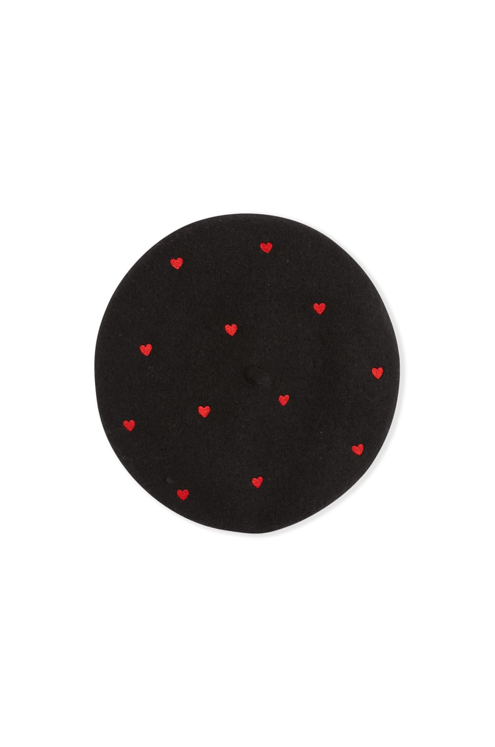Wool Beret with Heart Motifs;${refinementColor}