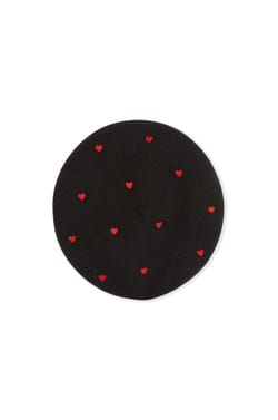 Wool Beret with Heart Motifs;${refinementColor}