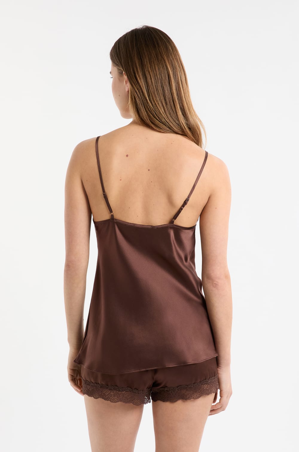 Silk Camisole with Lace Details;${refinementColor}