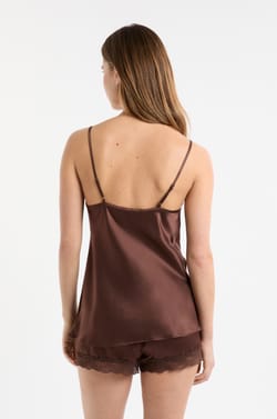 Silk Camisole with Lace Details;${refinementColor}