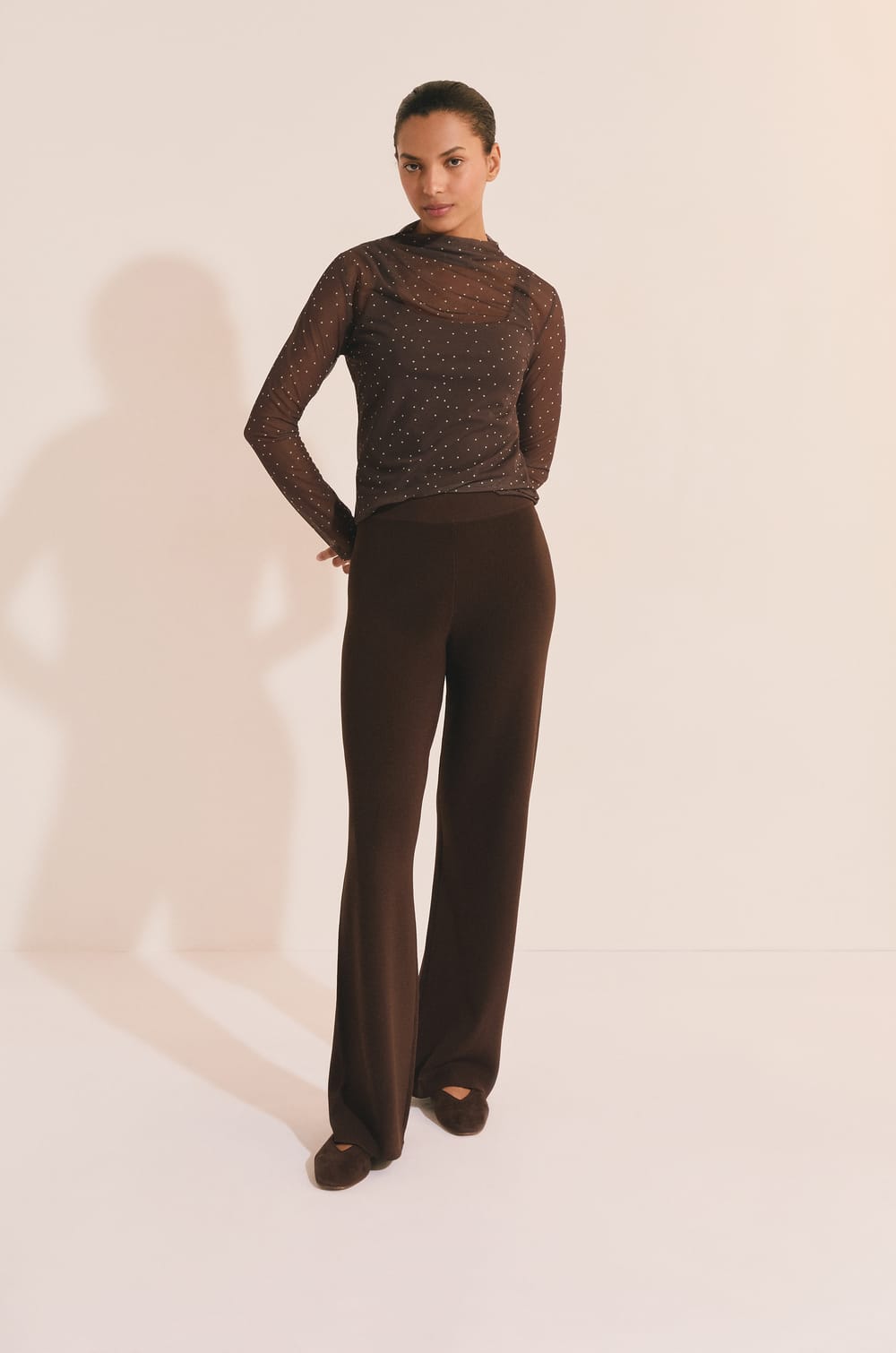 T-shirt manches longues en tulle;${refinementColor}