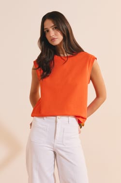 T-shirt sans manches en coton;${refinementColor}