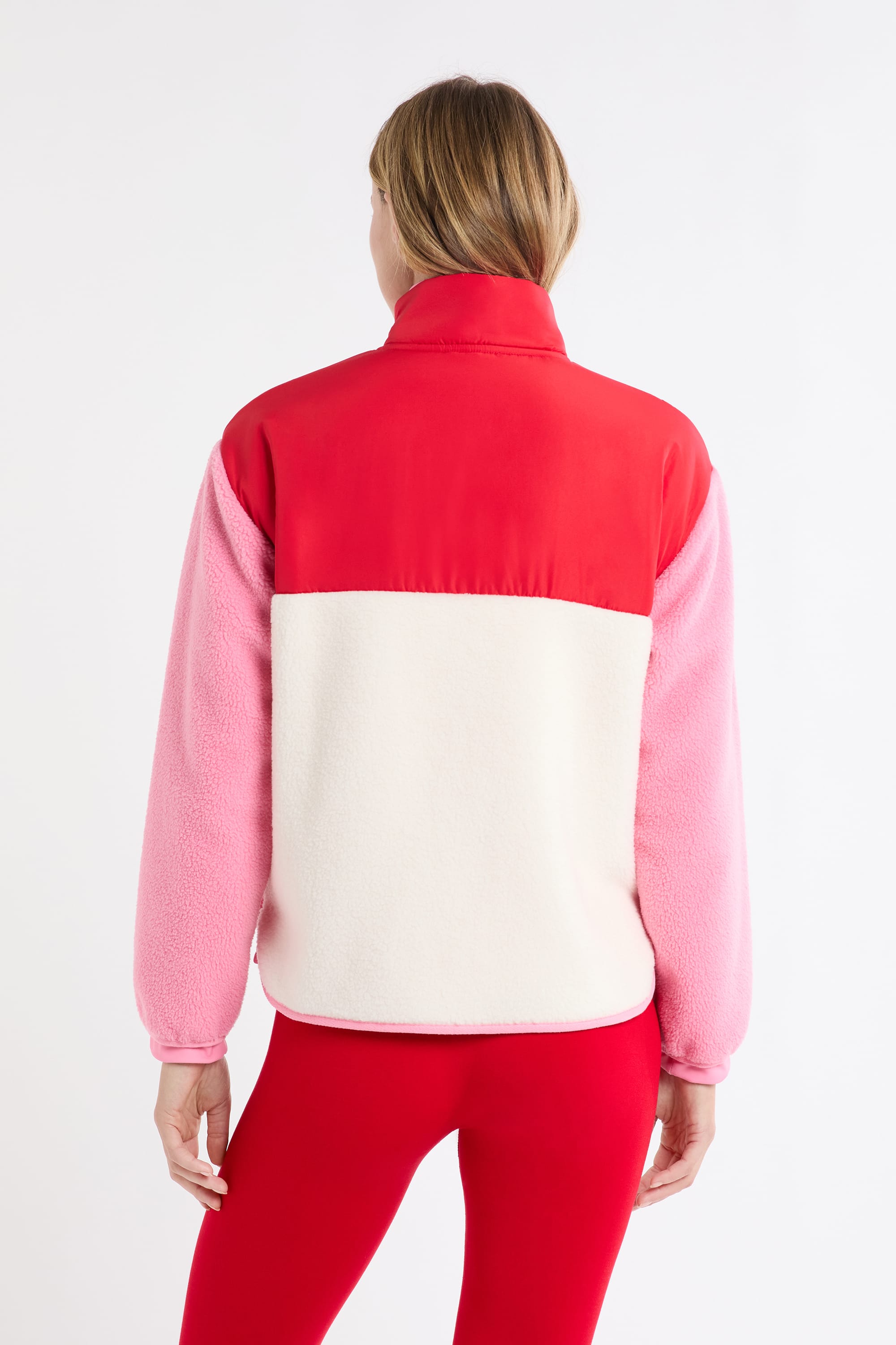 Warm sherpa jacket with contrasting panels - WALLY - ROUGE - ETAM