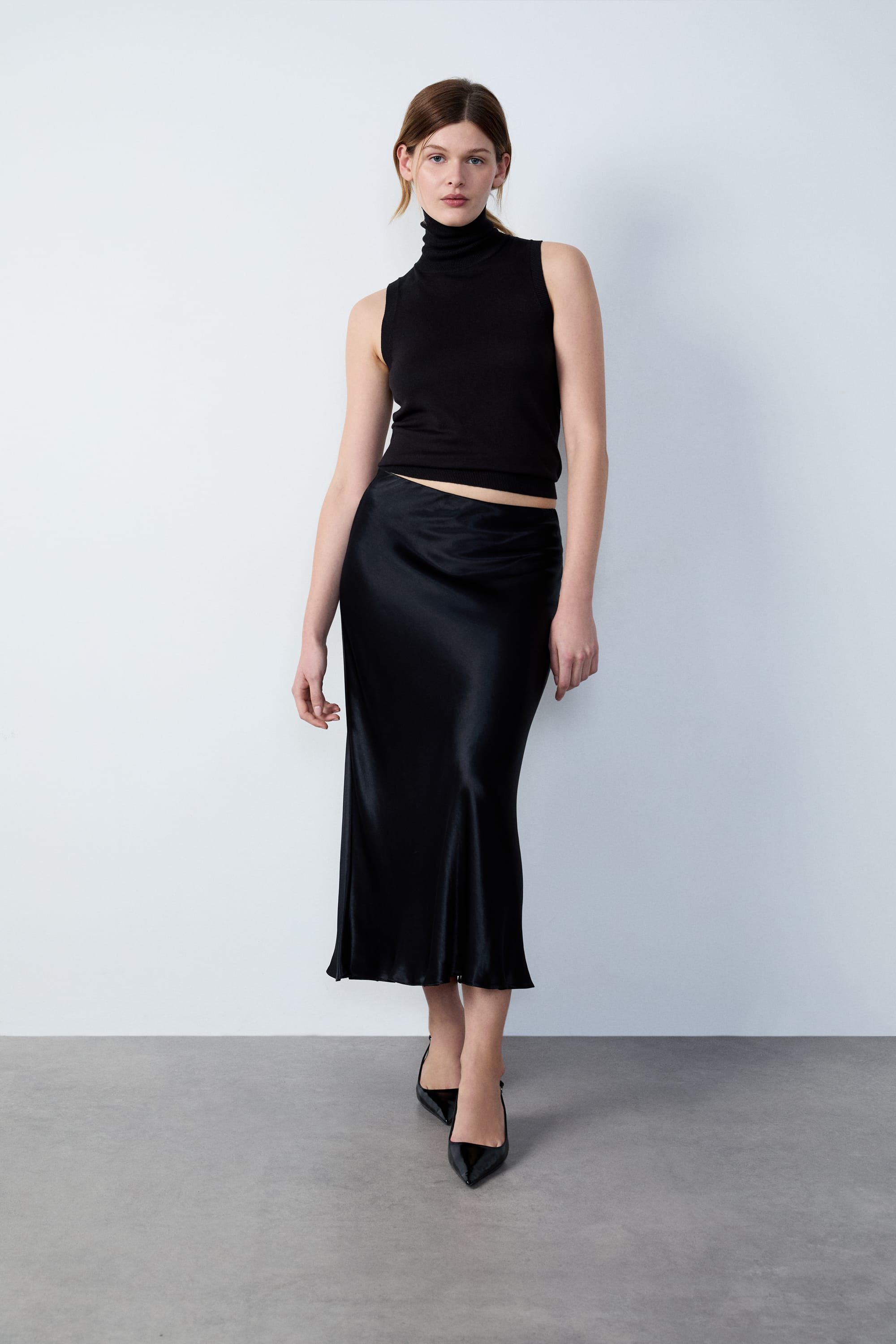 Long Satin Skirt - RANA - NOIR - ETAM
