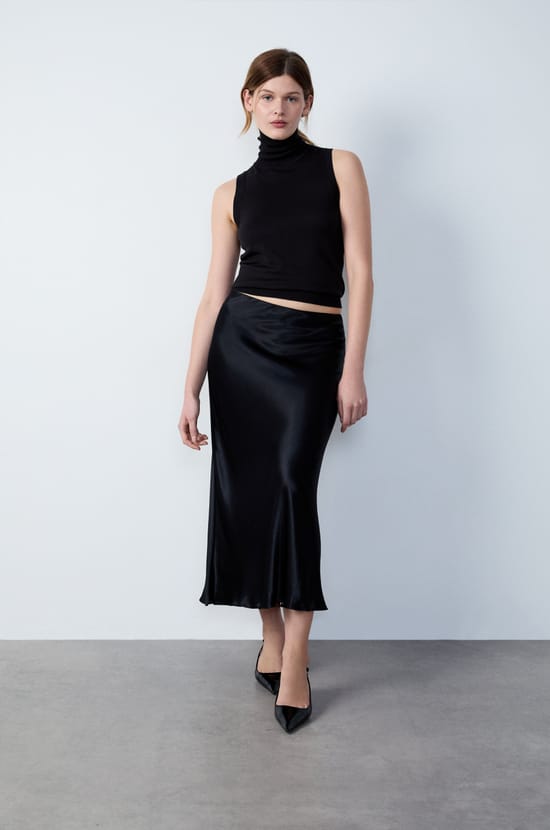 Long Satin Skirt;${refinementColor}