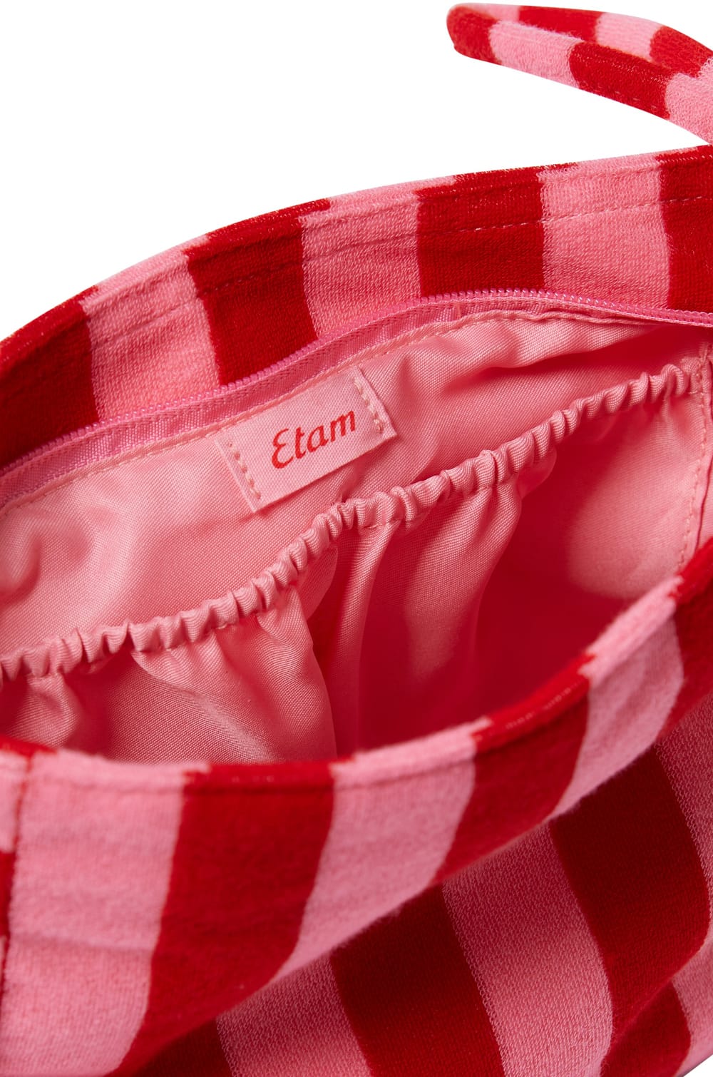 Pochette en &eacute;ponge &agrave; rayures &agrave; motif citron;${refinementColor}