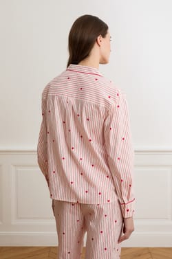 Chemise &agrave; rayures et c&oelig;urs avec coton;${refinementColor}