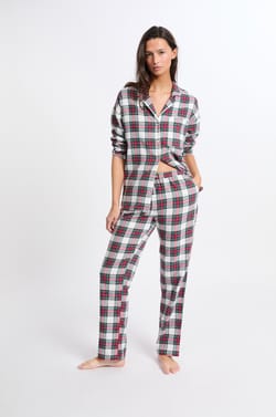 2-Piece Checkered Cotton Pajama Set;${refinementColor}