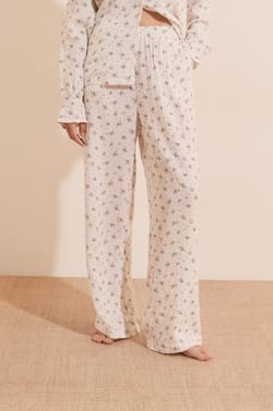 Pantalon de pyjama &agrave; motifs en coton;${refinementColor}