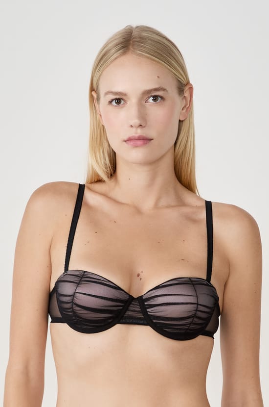 Balconette bra in tulle;${refinementColor}