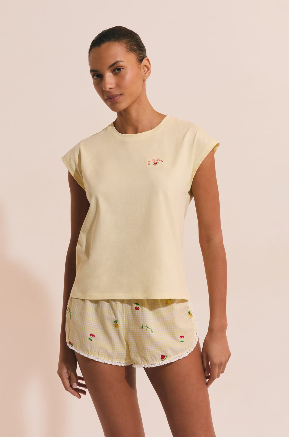 T-shirt de pyjama &agrave; inscription "juicy lover" en coton;${refinementColor}