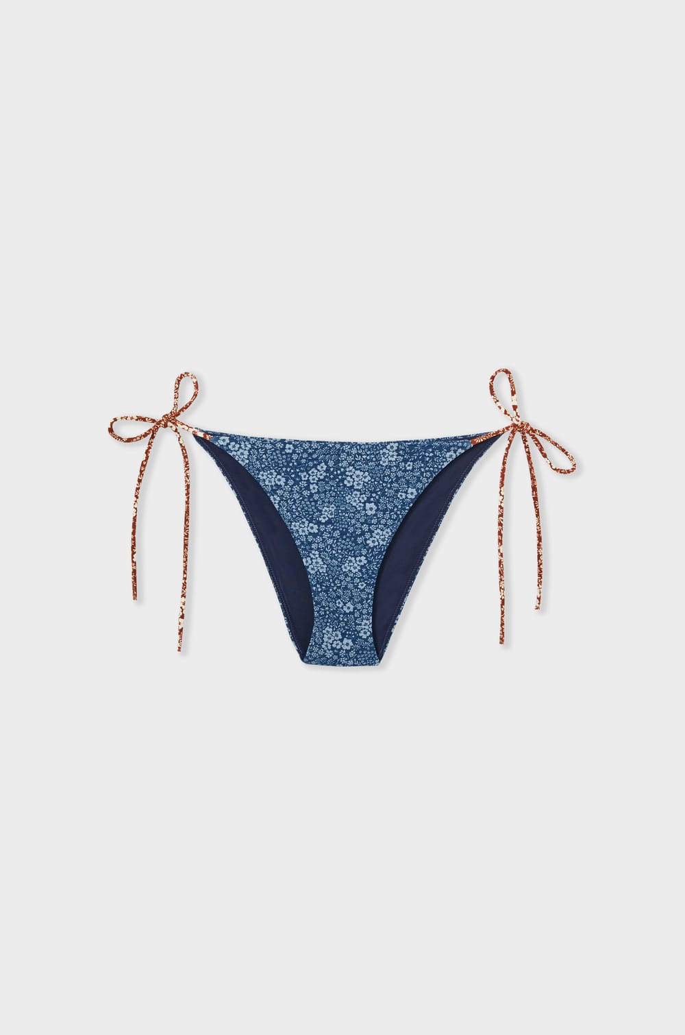 Floral bikini bottom with side-tie strings;${refinementColor}