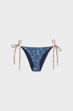 Floral bikini bottom with side-tie strings;${refinementColor}