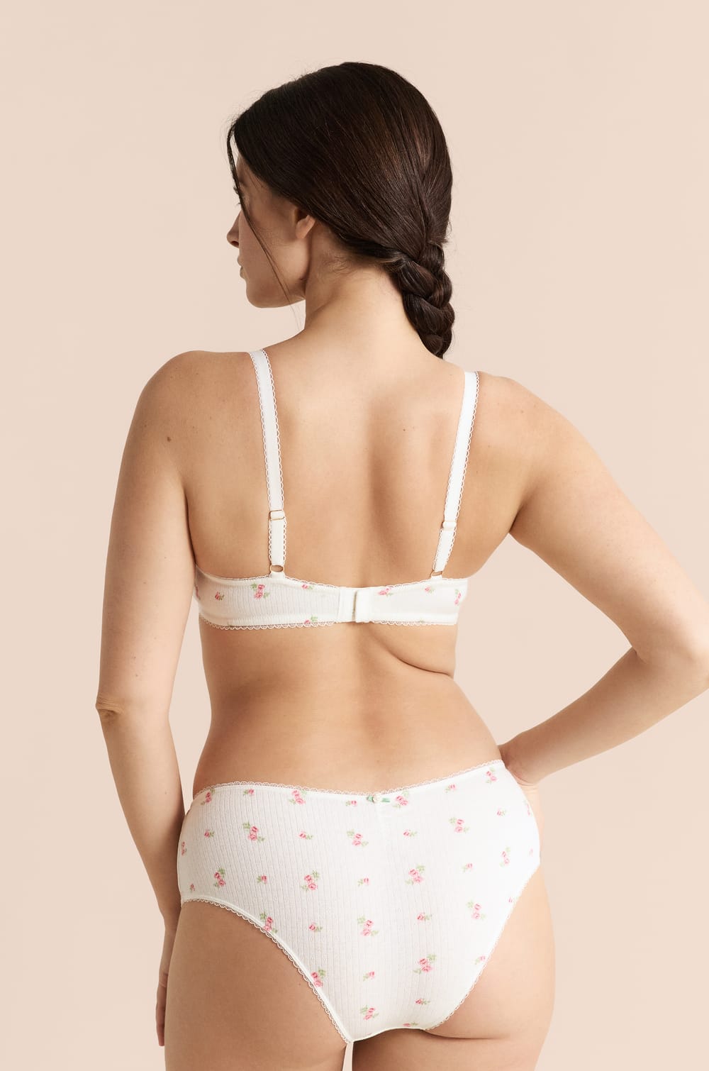 Balconette Bra in Cotton Pointelle with Motifs;${refinementColor}