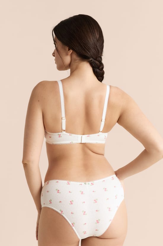 Balconette Bra in Cotton Pointelle with Motifs;${refinementColor}