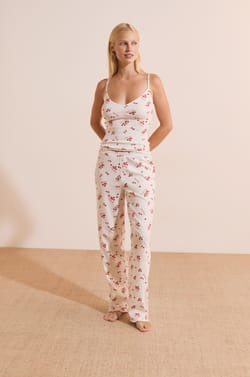 Caraco de pyjama en coton &agrave; motifs tomates;${refinementColor}