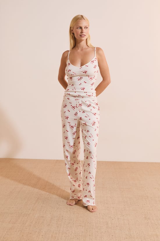 Caraco de pyjama en coton &agrave; motifs tomates;${refinementColor}