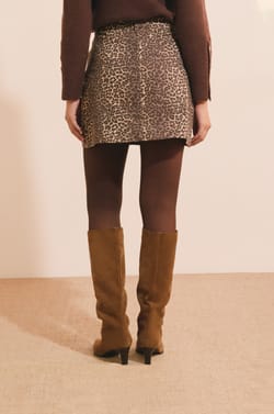 Jupe courte l&eacute;opard en coton;${refinementColor}