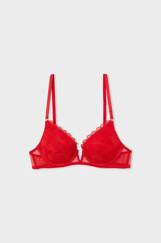 Soutien-gorge N.2 - Push-up plongeant &agrave; broderie c&oelig;urs;${refinementColor}