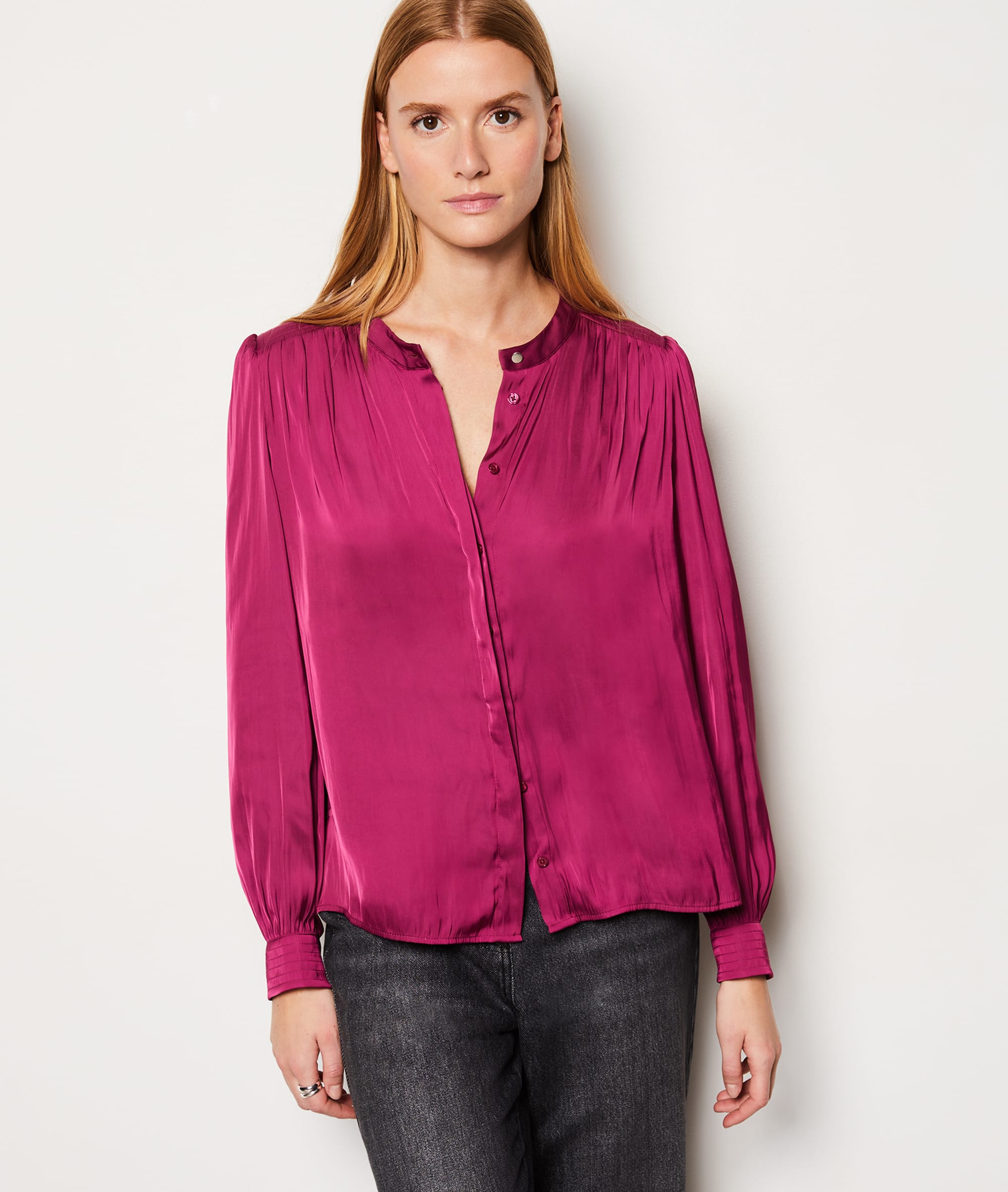 Chemisier Femme Etam Taille 38 - Couleur Camel, Viscose, Manches Longues, Col V