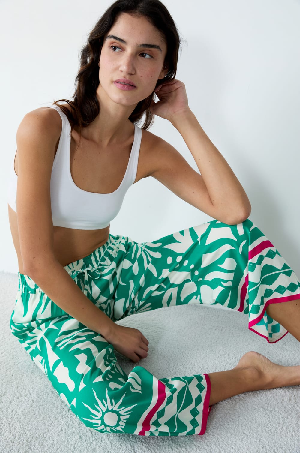 Bedruckte Pyjama-Hose;${refinementColor}