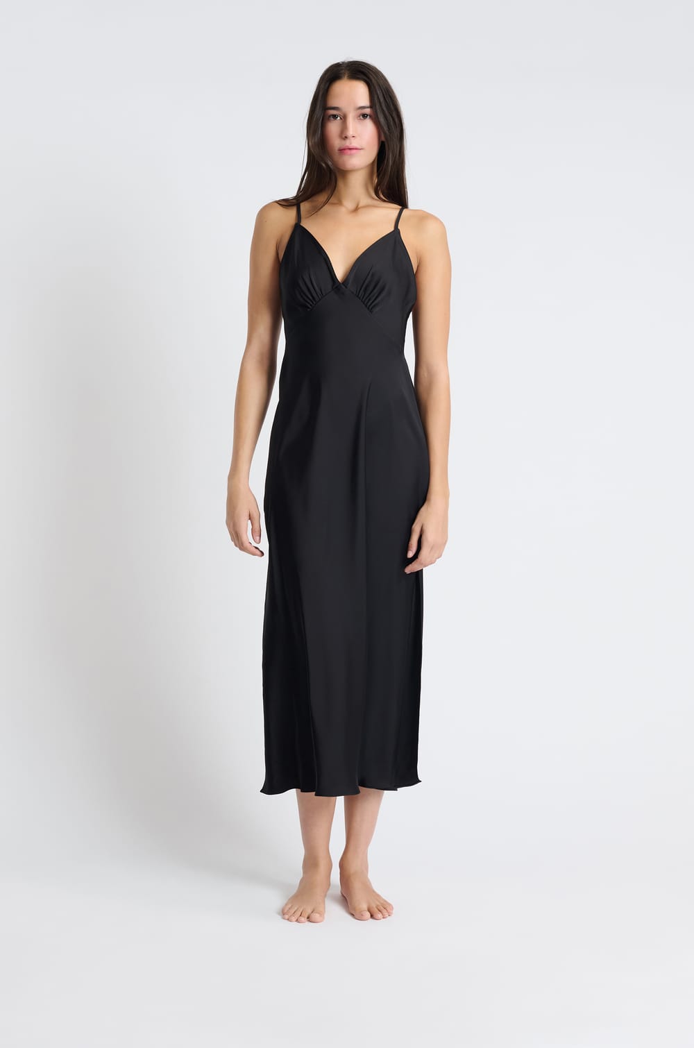 Long Satin Nightdress;${refinementColor}