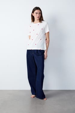 Heart print cotton T-shirt;${refinementColor}