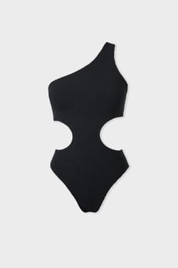 One-Piece Swimsuit with Side Cut-Outs in Stretchy Material;${refinementColor}