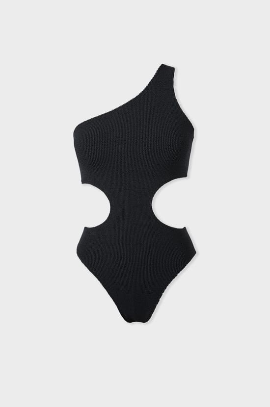 One-Piece Swimsuit with Side Cut-Outs in Stretchy Material;${refinementColor}