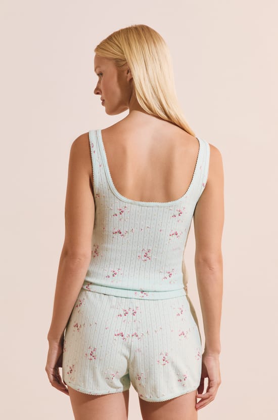 D&eacute;bardeur de pyjama &agrave; motifs en coton pointelle;${refinementColor}