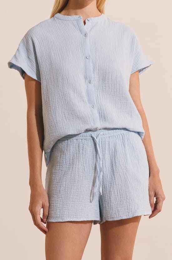 Short de pyjama en gaze de coton;${refinementColor}