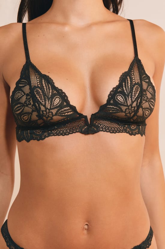 Soutien-gorge triangle en dentelle;${refinementColor}