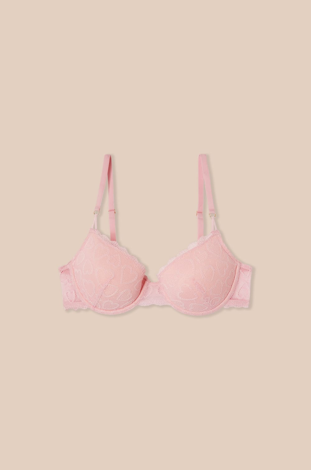 Lace Demi Bra With Heart Patterns;${refinementColor}