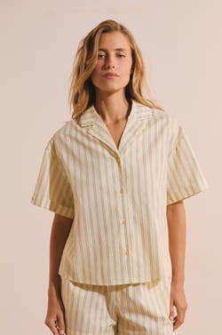 Chemise de pyjama en coton &agrave; rayures;${refinementColor}