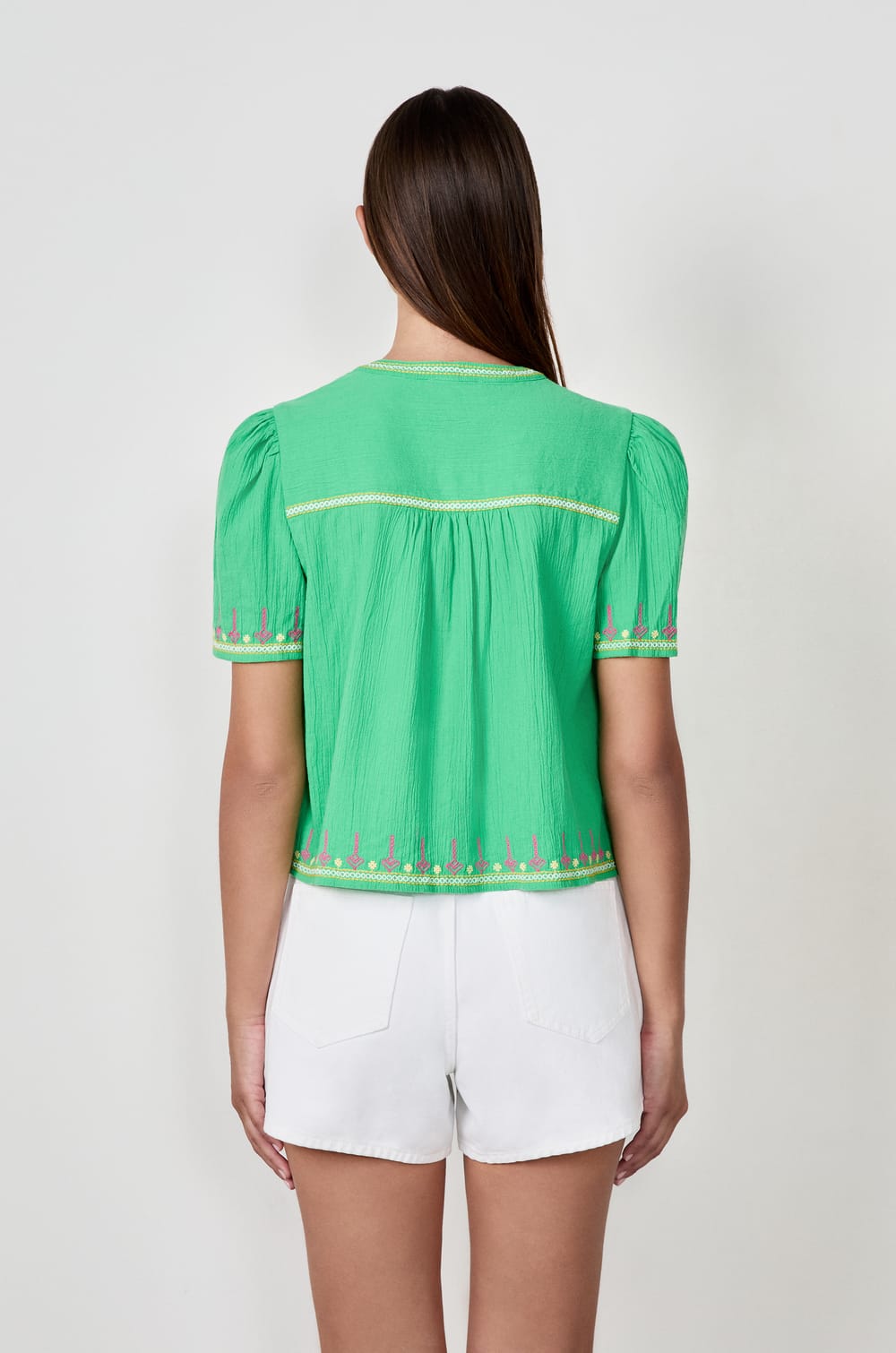 Embroidered cotton blouse;${refinementColor}