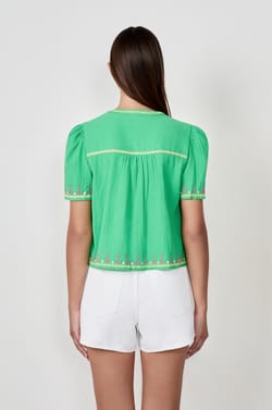 Embroidered cotton blouse;${refinementColor}