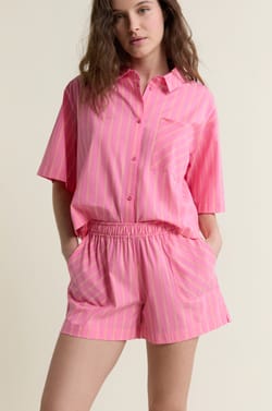 Pantal&oacute;n corto de pijama a rayas con algod&oacute;n;${refinementColor}