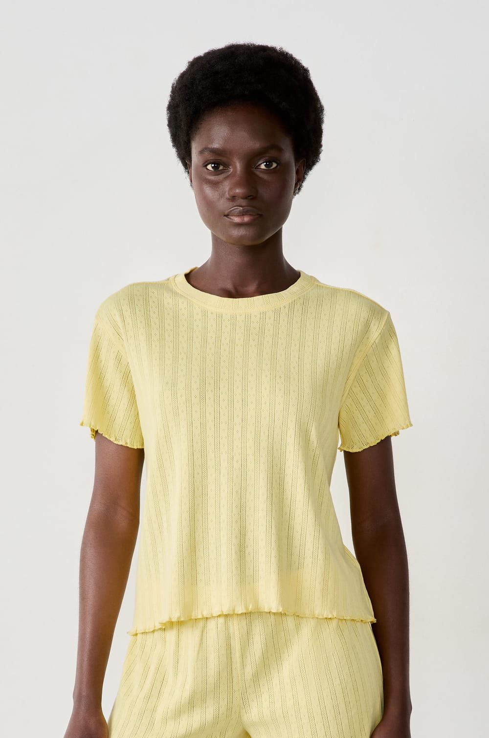 T-shirt en pointelle;${refinementColor}