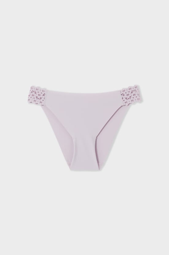 Culotte en microfibre et dentelle;${refinementColor}