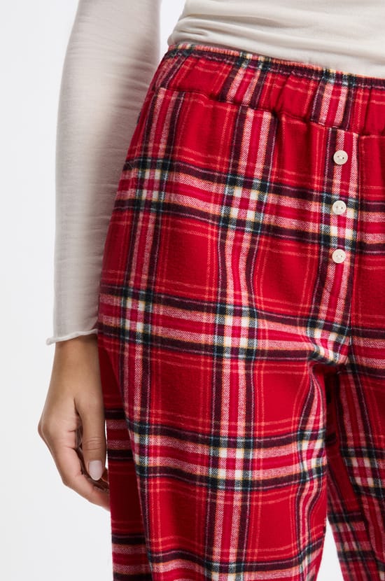 Pantalon de pyjama à carreaux en coton;${refinementColor}