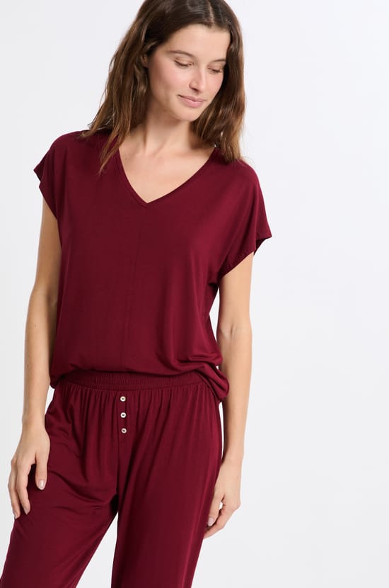 Camiseta de pijama de manga corta de modal;${refinementColor}