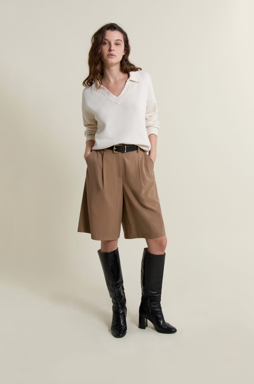 Striped Bermuda Shorts;${refinementColor}